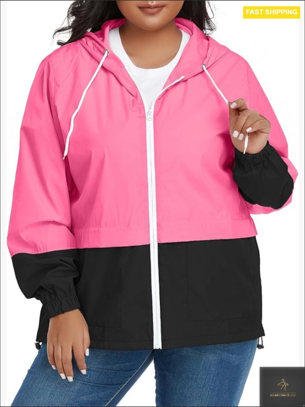 Packable Lightweight Hooded Raincoat Plus Size Waterproof Windbreaker Jacket